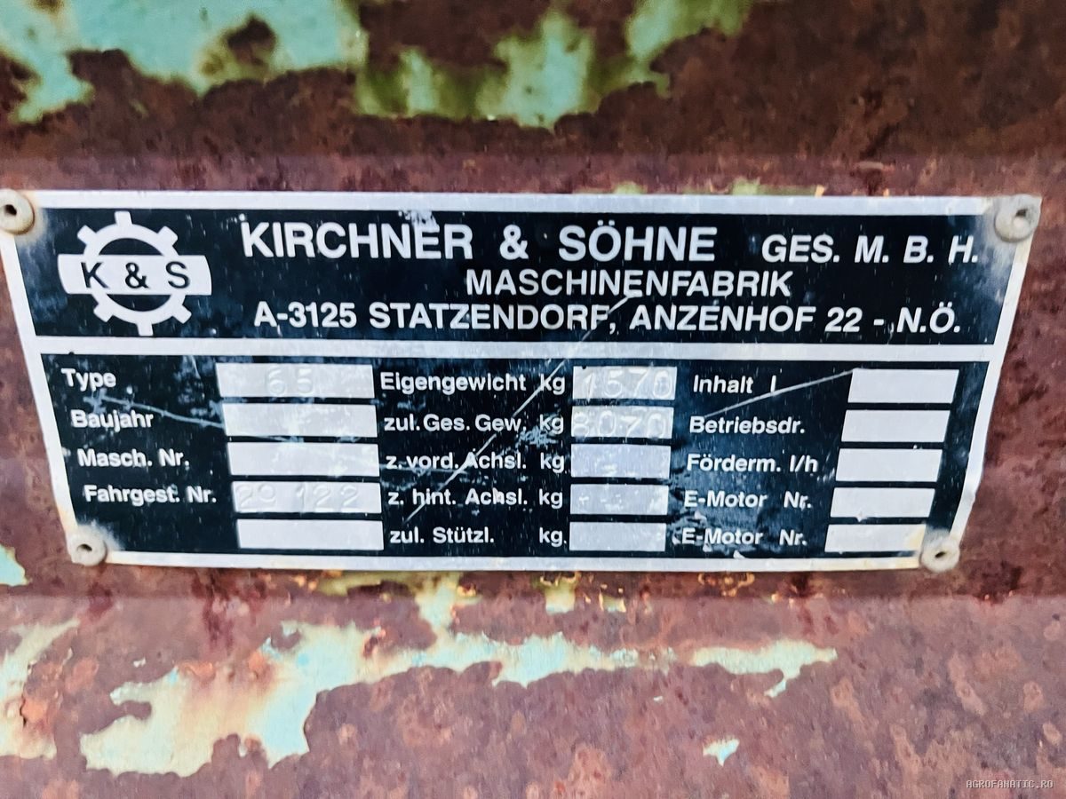 Mig gunoi, remorca de imprastiat balegar Kirchner 6.5 Tone, 2 tamburi — utilaj agricol de vanzare la AgroFanatic Bihor